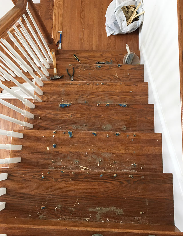 Replace carpet on stairs with hardwood